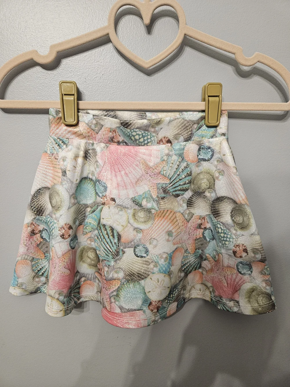 *Vintage* Justice Multicolor Seashell Skirt with Glitter Accent